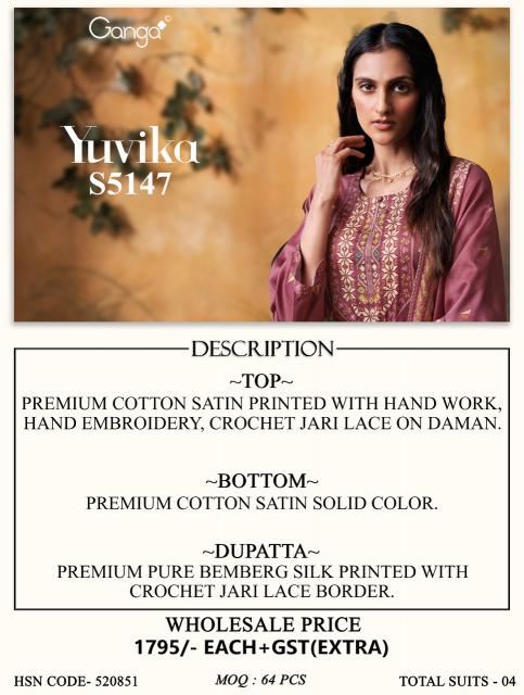 Ganga yuvika 5147 lavina dress material wholesale